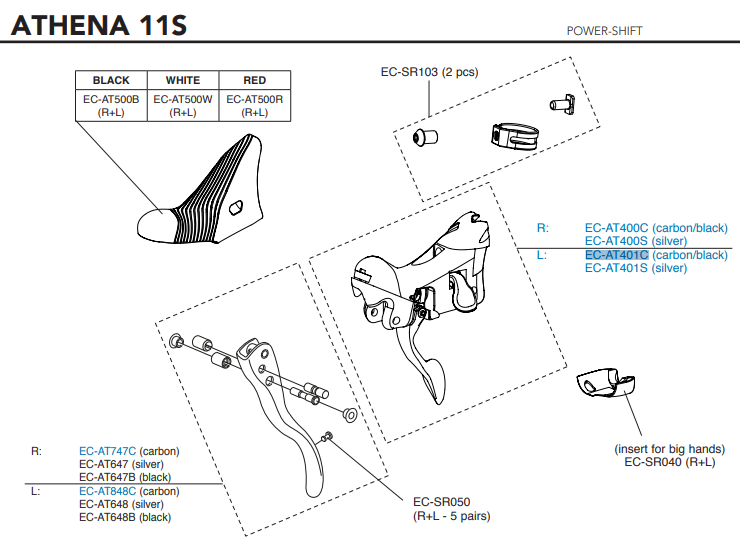 Campagnolo lewy korpus klamkomanetki PS ATHENA 11s po 2015r