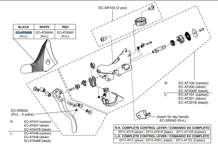 Campagnolo gumy na klamkomanetki EP PS VE/CE/AT czarne R+L