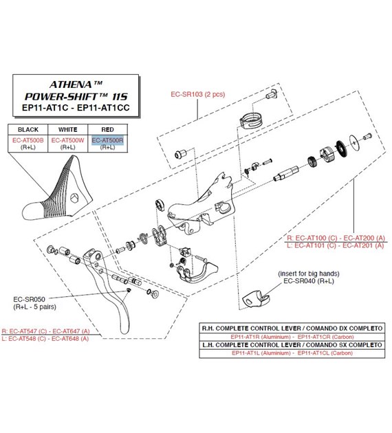 Campagnolo gumy na klamkomanetki EP PS VE/CE/AT czerwone R+L