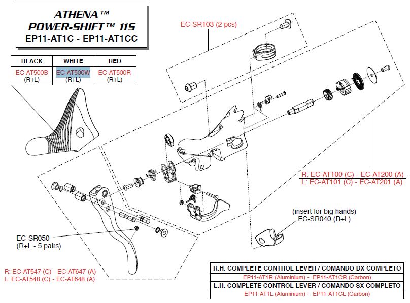 Campagnolo gumy na klamkomanetki EP PS VE/CE/AT białe R+L
