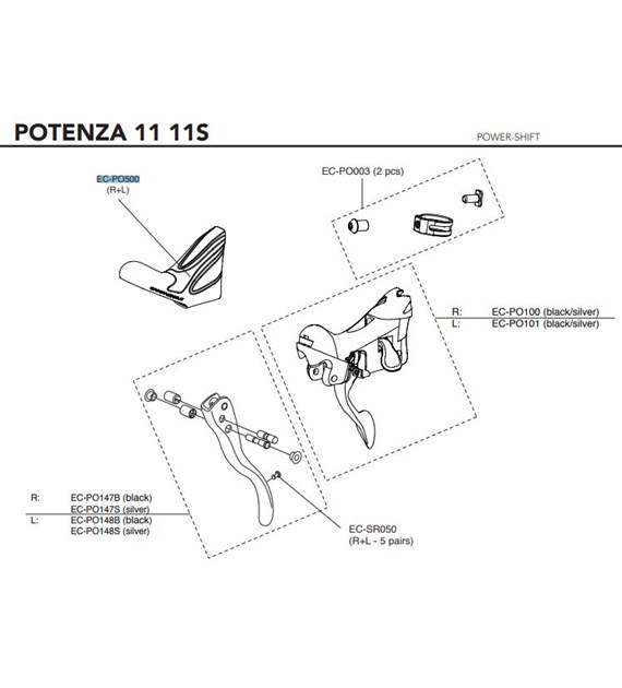 Campagnolo gumy na klamkomanetki 11s EP POTENZA czarne R+L