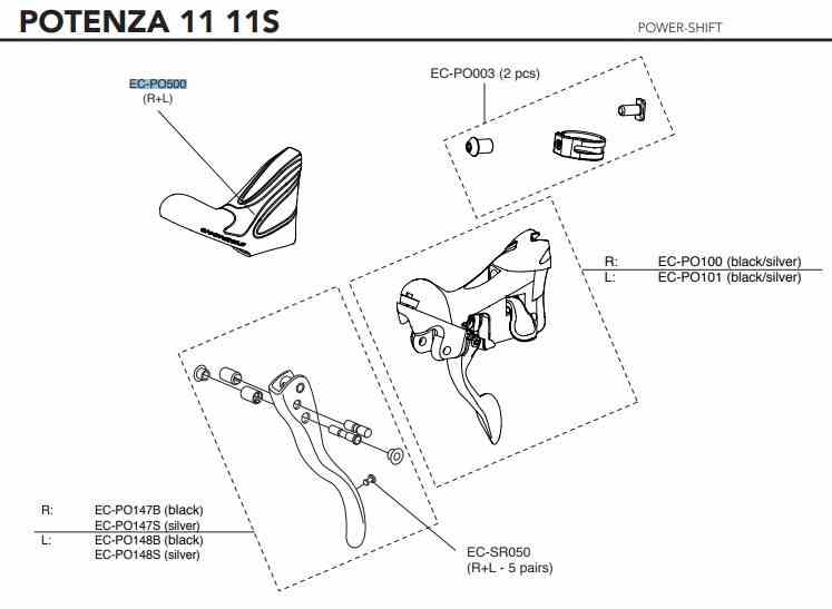 Campagnolo gumy na klamkomanetki 11s EP POTENZA czarne R+L