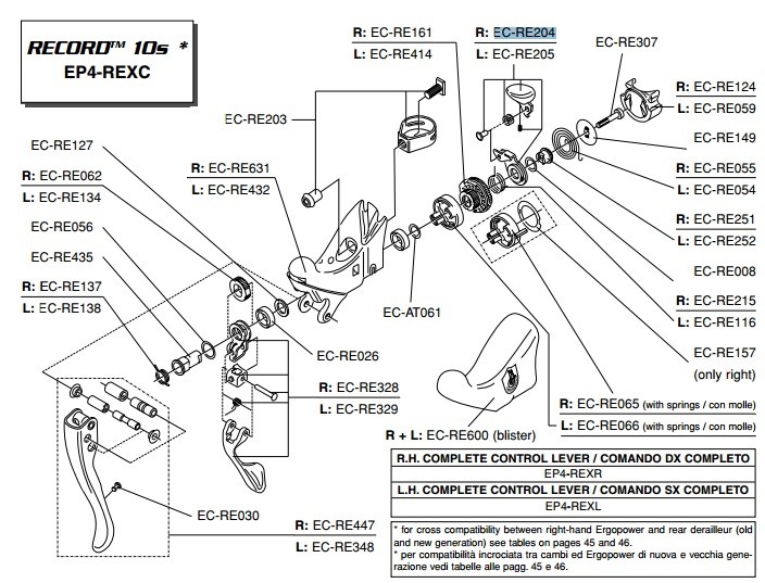 Campagnolo cyngiel zmiany biegów prawy RECORD EC-RE204