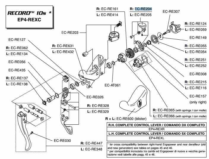 Campagnolo cyngiel zmiany biegów prawy RECORD EC-RE204