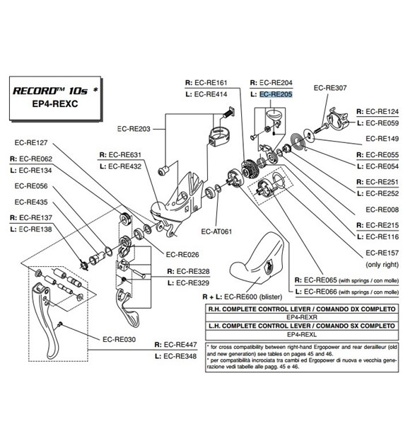 Campagnolo cyngiel zmiany biegów lewy RECORD EC-RE205