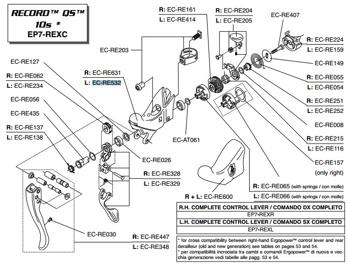 Campagnolo korpus klamkom. RECORD 10s EP lewy