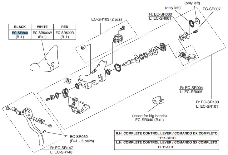 Campagnolo gumy na klamkomanetki 11s EP SUPER RECORD czarne R+L
