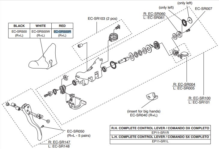 Campagnolo gumy na klamkomanetki 11s EP SUPER RECORD czerwone R+L