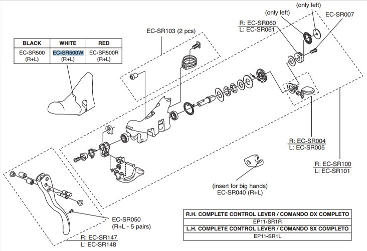 Campagnolo gumy na klamkomanetki 11s EP SUPER RECORD białe R+L
