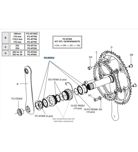 Campagnolo łożyska i uszczelki do korby PT ATHENA