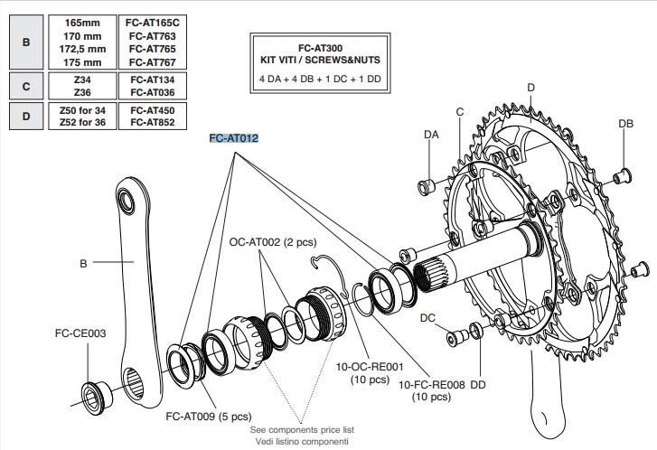 Campagnolo łożyska i uszczelki do korby PT ATHENA
