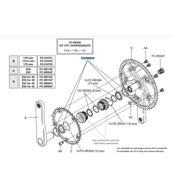 Campagnolo łożyska i uszczelki do korby UT