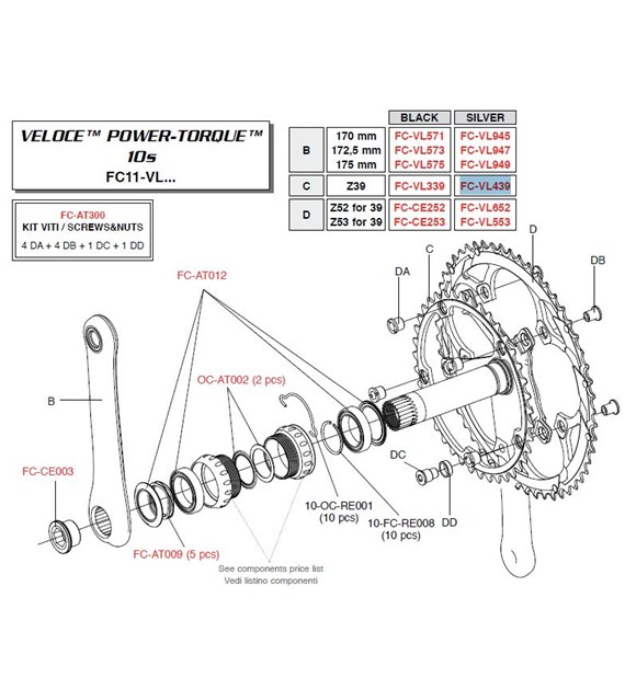 Campagnolo Koronka 39z VELOCE srebrna