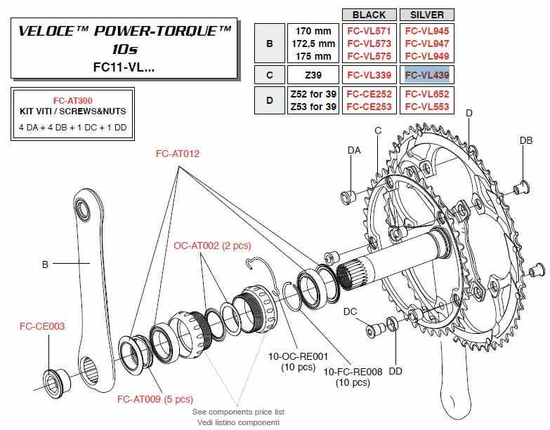 Campagnolo Koronka 39z VELOCE srebrna