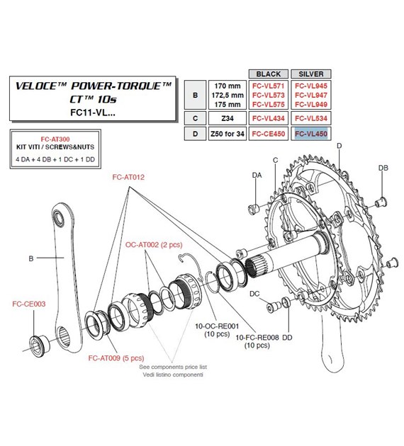 Campagnolo Koronka 50z VELOCE srebrna