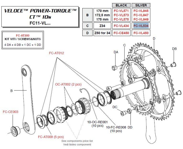 Campagnolo Koronka 34z VELOCE srebrna