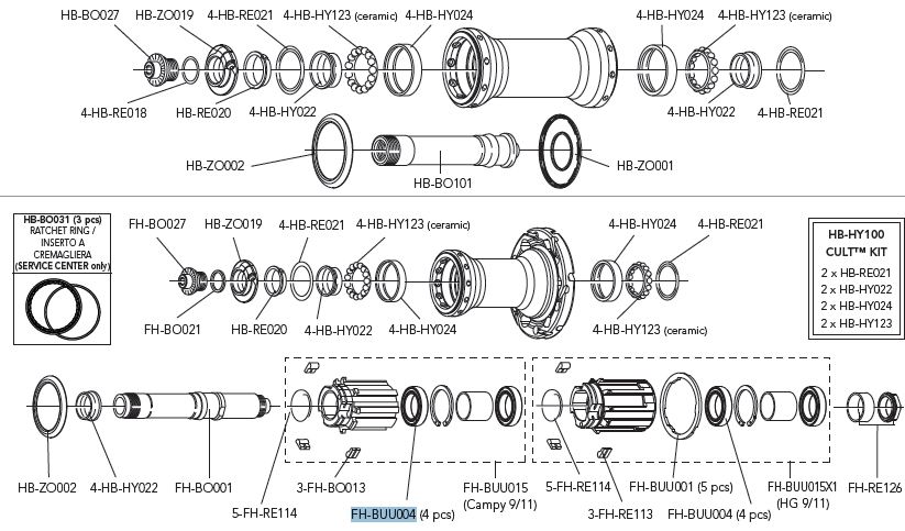 Campagnolo łożysko bębenka FH-BUU004 BOR/HYP/BUL/SHA/EUR/ZON/SCI/VEN/KHA/NEU