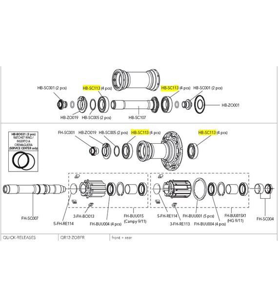 Campagnolo łożysko piasty Scirocco 35 VENTO ASYMMETRIC/KHAMSIN ASYMMETRIC/