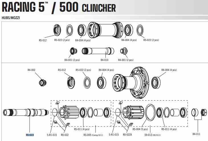 Fulcrum oś koła tył do modelu Racing 5/7 R5-023