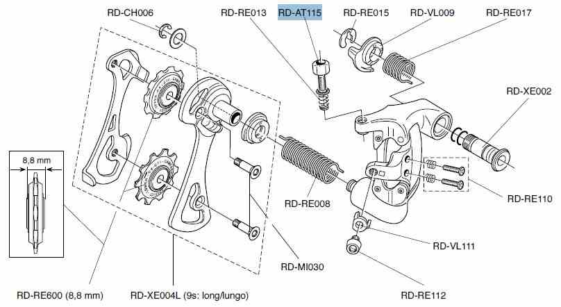 Campagnolo śrub baryłkowa tyl. przerzutki RD-AT115 XENON/CHAMP/