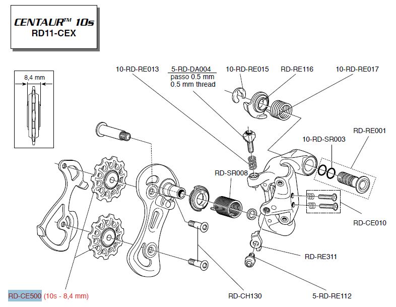Campagnolo kółka do przerzutki 10s 8.4mm CENTAUR