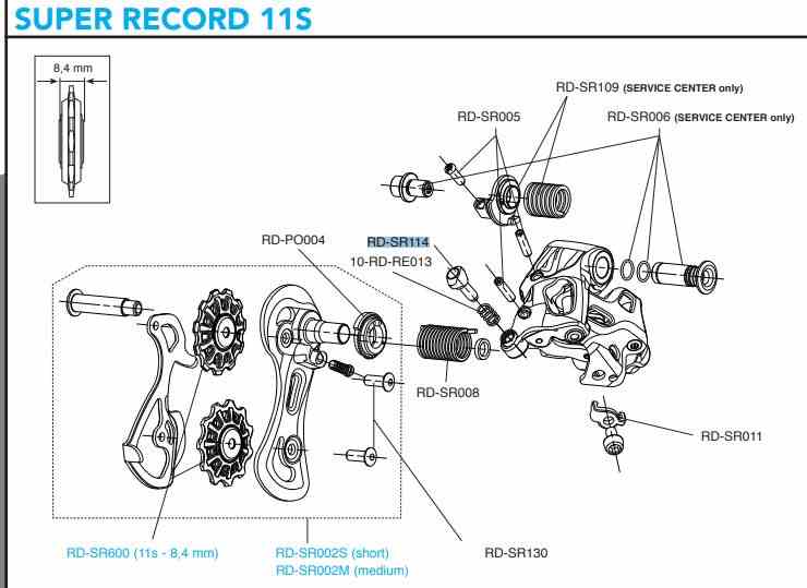 Campagnolo śruba baryłkowa przerzutki tył SUPER RECORD RD-SR114