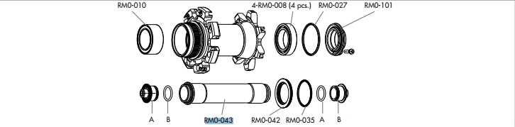 Fulcrum oś przedniego koła RM1/RM3 (6śrub)