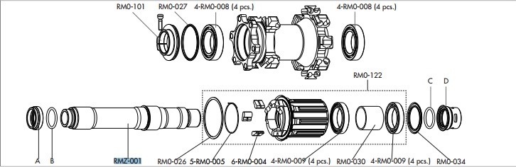 Fulcrum oś tylnego koła RM0 12mm 135/142