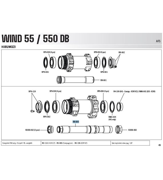 Fulcrum Oś tył do piast Wind/Rapid Red