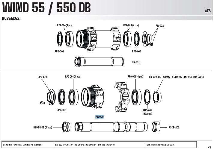 Fulcrum Oś tył do piast Wind/Rapid Red